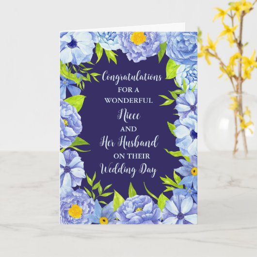Niece en haar man trouwdag gefeliciteerd kaart (Gele Bloem)
