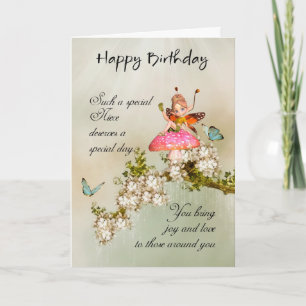 Niece Fairy Birthday Card met bloesem Kaart