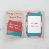 Niece foto red turkooise jarig kaart (Binnen)