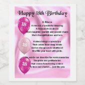 Niece Gedicht Wijnflesje Label 18e Verjaardag Wijn Etiket (Enkel label)