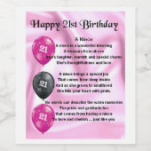 Niece Gedicht Wijnflesje Label 21e Verjaardag Wijn Etiket (Enkel label)