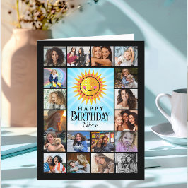 Niece Geel Blauw Foto Collage Bedankkaart