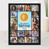 Niece Geel Blauw Foto Collage Bedankkaart (Voorkant)