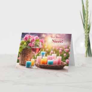 Niece Gelukkige Moederdag Mooie Wijn Rozen Feestdagen Kaart