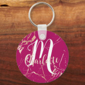 Niece gift Name initiaal Burgundy Pink Marble Sleutelhanger (Voorkant)