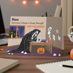 Niece Grim Reaper Weg op Universiteit Halloween Kaart