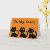 NIECE HALLOWEEN HOLIDAY CARD BLACK CAT SINAASAPPEL KAART (Gele Bloem)