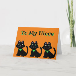 NIECE HALLOWEEN HOLIDAY CARD BLACK CAT SINAASAPPEL KAART