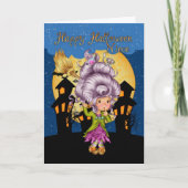 Niece Halloween kaart met schattige heks (Voorkant)