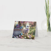 Niece Happy Easter Lamb Eggs Flowers Butterflies Kaart (Voorkant)