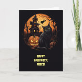 Niece Happy Halloween Black Cats Pompoenen Kaart (Voorkant)