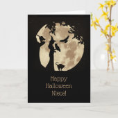 Niece Happy Halloween Schattigee heks Familiars Kaart (Gele Bloem)