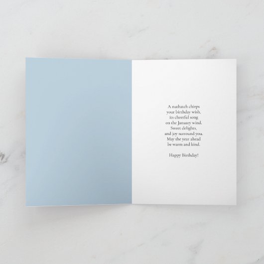 Niece Happy January Birthday Nuthatch  Kaart (Binnen)