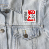 Niece - Ik heb Red Ribbon Draag Vierkante Button 5,1 Cm (In situ)