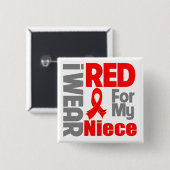 Niece - Ik heb Red Ribbon Draag Vierkante Button 5,1 Cm (Voorkant /achterkant)
