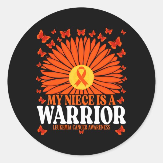 Niece Is A Warrior Leukemie Kanker Bewustzijn Ronde Sticker (Voorkant)
