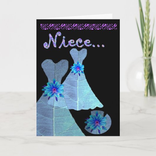 NIECE - Junior bruidsmeisje uitnodiging BLAUWE jur (Voorkant)