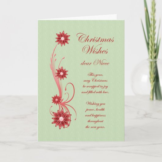 Niece Kerstscrollen en Flowers Holiday Card Feestdagen Kaart (Voorkant)