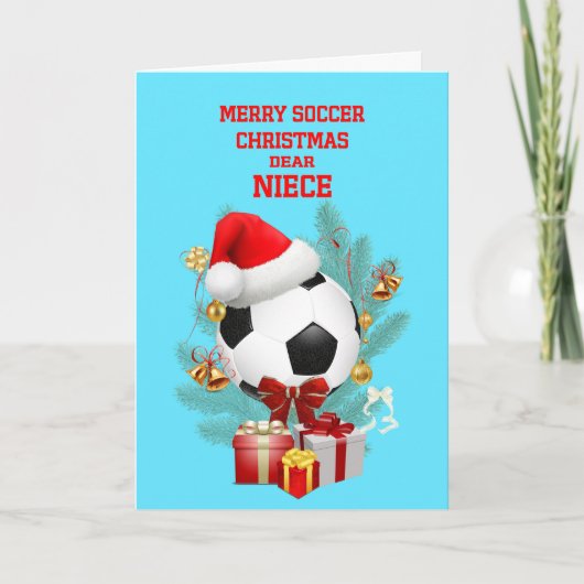 Niece Kerstvoetbal Feestdagen Kaart (Voorkant)