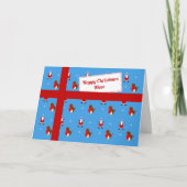 Niece leuke blauwe kerstparcel feestdagen kaart (Voorkant)