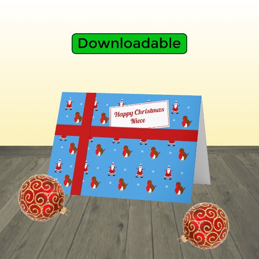 Niece leuke blauwe kerstparcel feestdagen kaart