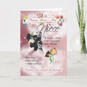 Niece Nurse's Day schattige kleine baby en leuke v Kaart