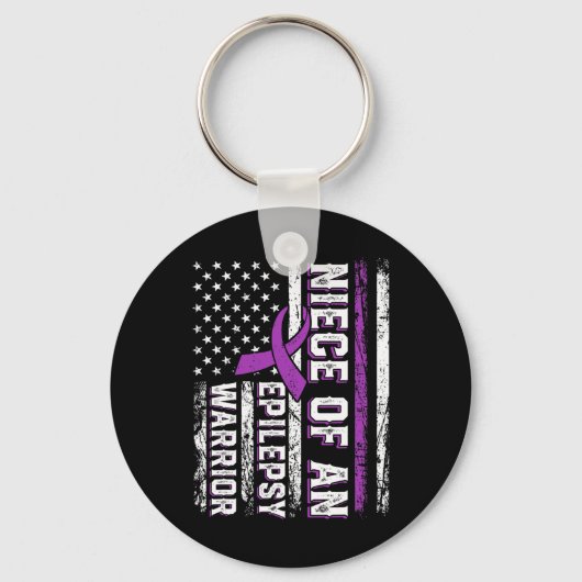 Niece of a Warrior Epilepsy Paars Ribbon Support Sleutelhanger (Voorkant)