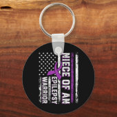Niece of a Warrior Epilepsy Paars Ribbon Support Sleutelhanger (Voorkant)
