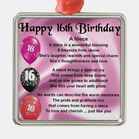 Niece Poem - 16th Birthday Metalen Ornament (Voorkant)