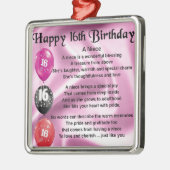 Niece Poem - 16th Birthday Metalen Ornament (Links)