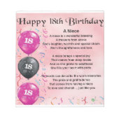 Niece Poem - 18th Birthday Notitieblok (Voorkant)