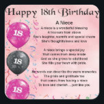 Niece Poem - 18th Birthday Vierkante Sticker<br><div class="desc">Een groot cadeau voor een nichtje op haar 18e verjaardag</div>