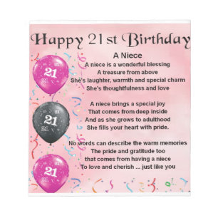 Niece Poem - 21st Birthday Notitieblok