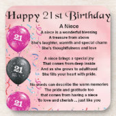 Niece Poem - 21st Birthday Onderzetter (Voorkant)