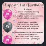Niece Poem - 21st Birthday Vierkante Sticker<br><div class="desc">Een groot cadeau voor een nichtje op haar 21ste verjaardag</div>