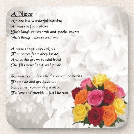 Niece Poem - Flowers Bier Onderzetter (Voorkant)