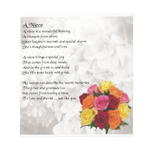 Niece Poem - Flowers Notitieblok (Voorkant)