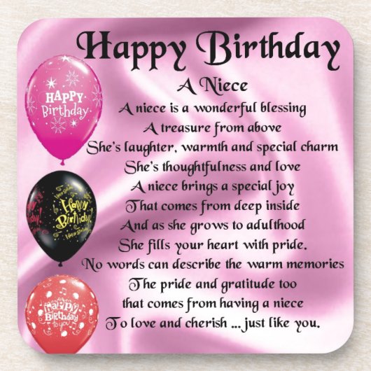 Niece Poem - Happy Birthday Drankjes Onderzetter (Voorkant)