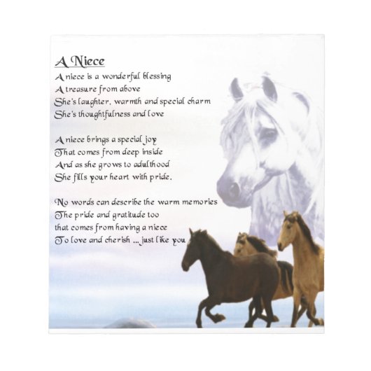 Niece Poem - Horses Notitieblok (Voorkant)