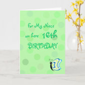 Niece Polka Dot Butterfly Birthday Kaart (Gele Bloem)