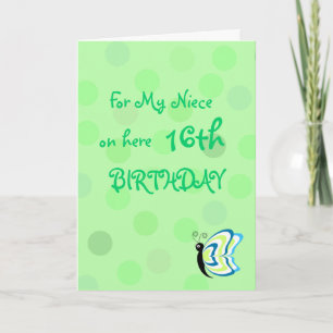 Niece Polka Dot Butterfly Birthday Kaart