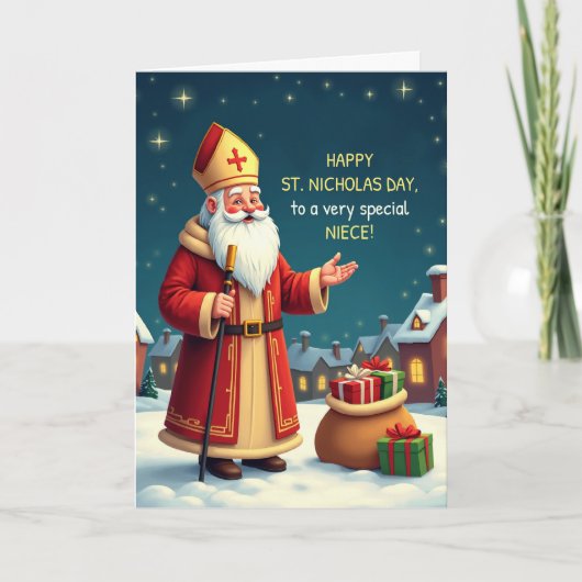 Niece St Nicholas Day Smiles and Warm Wishes Kaart (Voorkant)