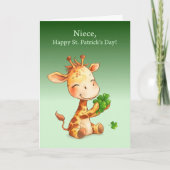 Niece St. Patrick's Day Schattige Giraffe Klavertj Kaart (Voorkant)