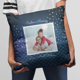 Niece Tante Foto Glitter Sterren Schattig Meisje Kussen