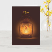 Niece Thinking You at Camp with Kawaii Lantern Kaart (Gele Bloem)