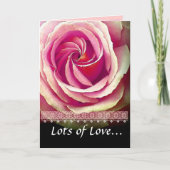 NIECE Verjaardag met Roze Roos en Kant Trim Kaart (Voorkant)