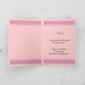 NIECE Verjaardag met Roze Roos en Kant Trim Kaart (Binnen)