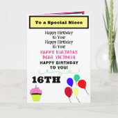 Niece Verjaardag Roze Cupcake NAAM Kaart (Voorkant)