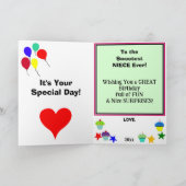 Niece Verjaardag Roze Cupcake NAAM Kaart (Binnen)