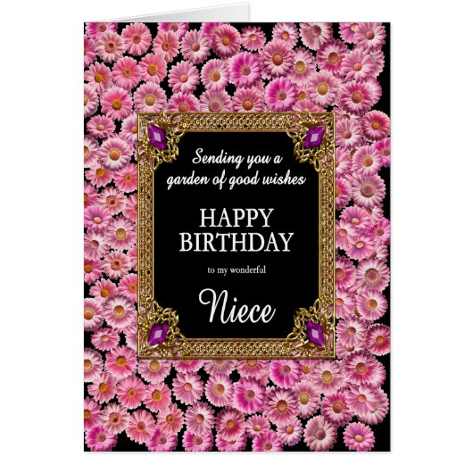 Niece Verjaardag Roze Daisies (Voorkant)